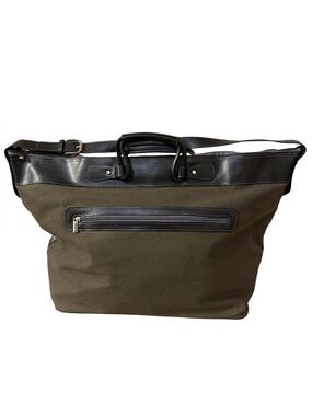 Lexus Canvas Leather Duffle Bag Olive Green Travel Weekender Large